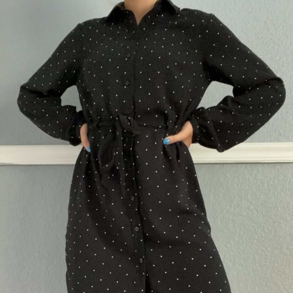POLKA DOT BUTTON UP DRESS